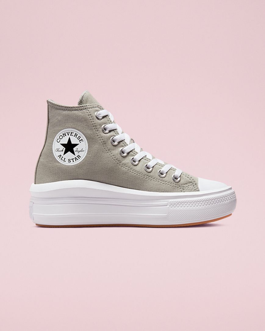 Women\'s Converse Chuck Taylor All Star Move High Top Platform Shoes Olive / White | AU 608E9H